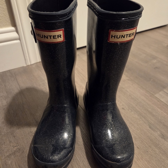 Hunter Kids Sparkly Black Rain Boots - Picture 1 of 4